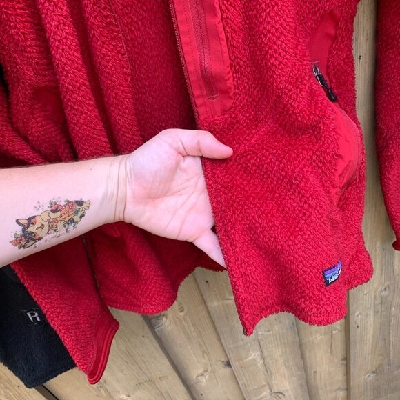 Patagonia Full Zip Fleece Button Up Sweater Jacket Small Red - Picture 4 of 5